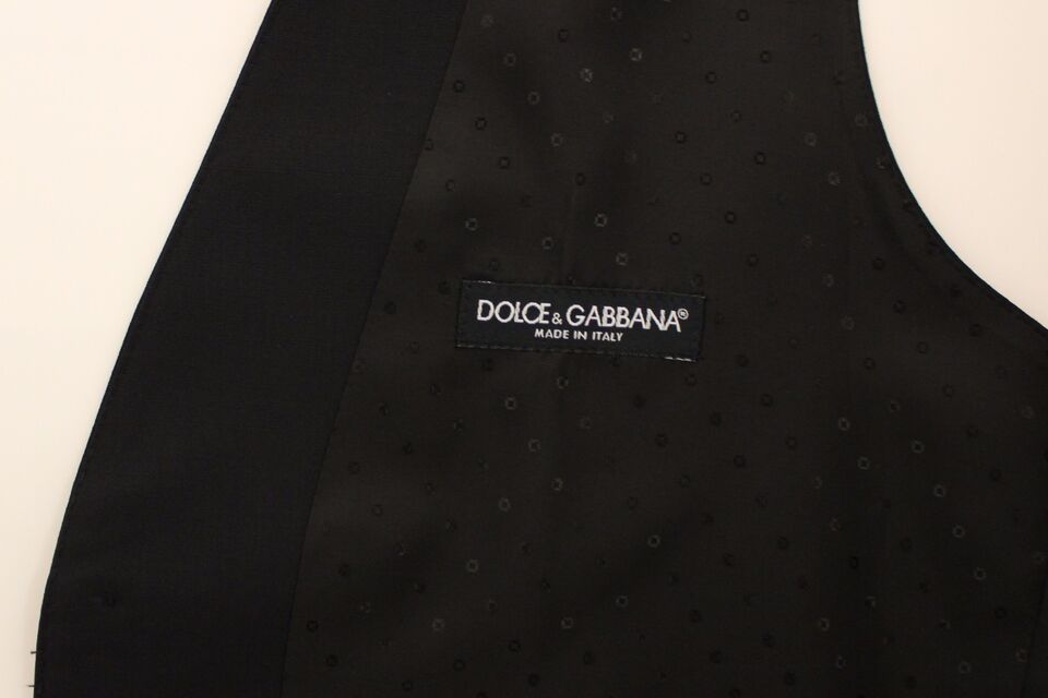 Dolce & Gabbana Elegante schwarze Weste aus Seide und Wolle