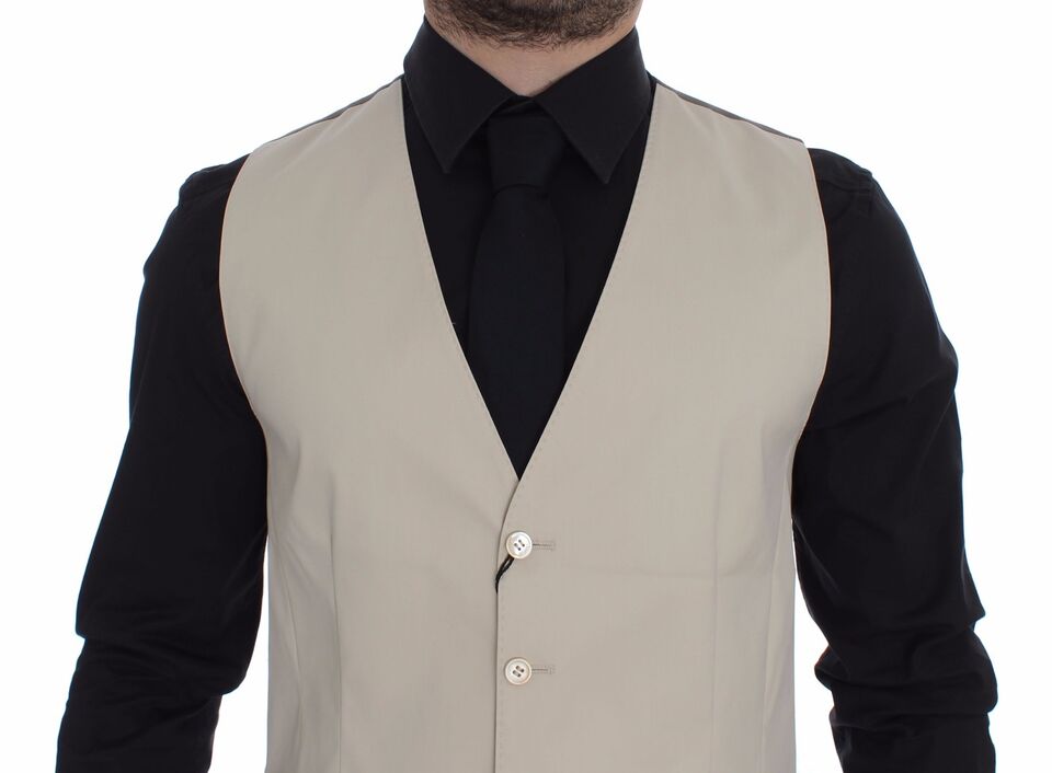 Dolce & Gabbana Blazer tipo chaleco de vestir elástico de algodón beige
