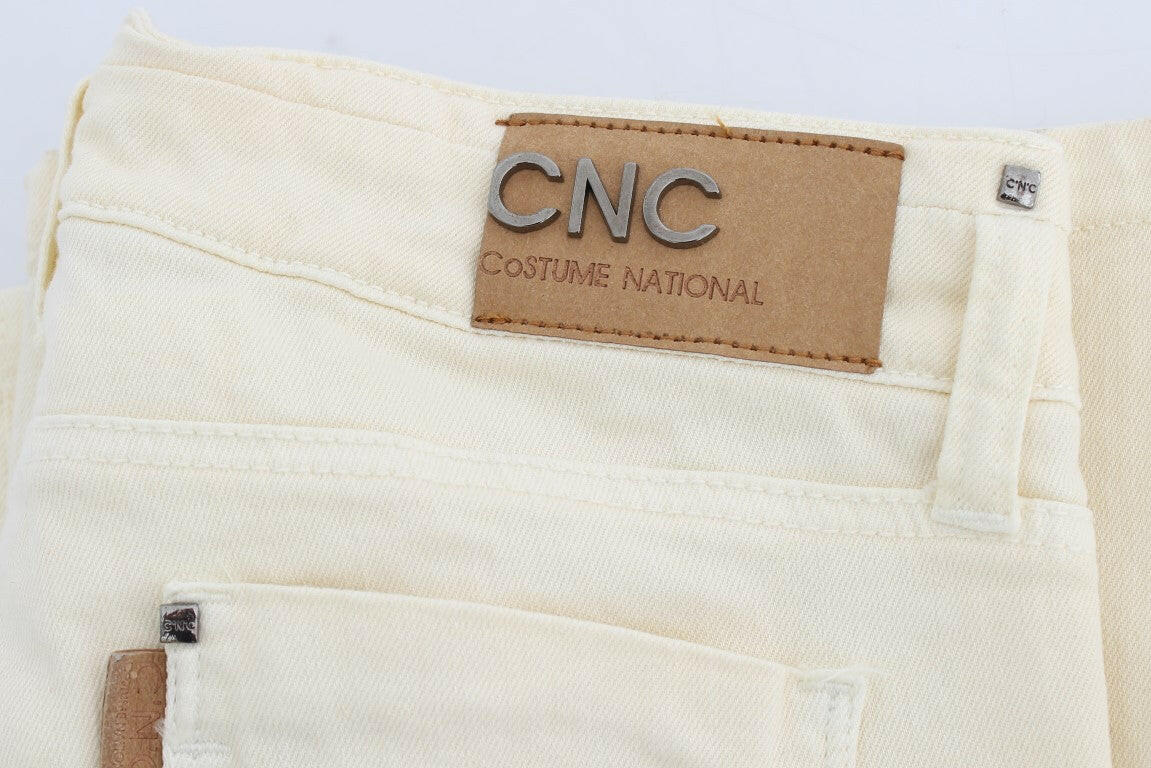 Costume National White Cotton Stretch Flare Jeans - GENUINE AUTHENTIC BRAND LLC