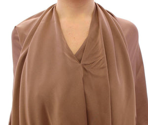 Lamberto Petri Brown Draped Silk Sheath Shift Coctail Dress - GENUINE AUTHENTIC BRAND LLC