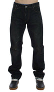 Acht Blue Wash Cotton Denim Straight Fit Jeans - GENUINE AUTHENTIC BRAND LLC  