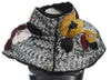 Dolce & Gabbana Elegant Floral Sequined Fur Scarf.