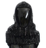 Dolce & Gabbana Elegant Black Sequined Hooded Scarf Wrap.