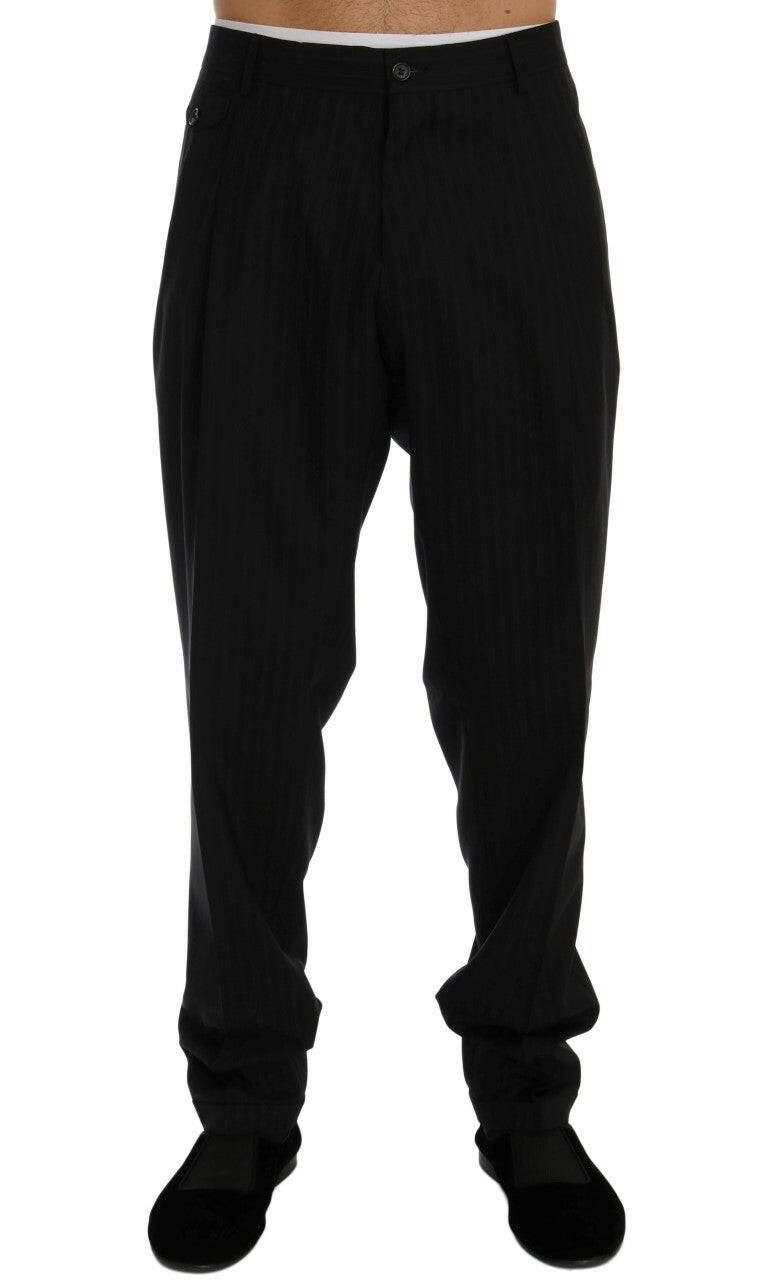 Dolce & Gabbana Blue Striped Wool Stretch Pants for Men - GENUINE AUTHENTIC BRAND LLC