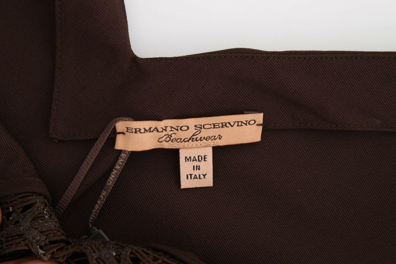 Ermanno Scervino Beachwear Brown Cotton Stretch Tunic Dress - GENUINE AUTHENTIC BRAND LLC  