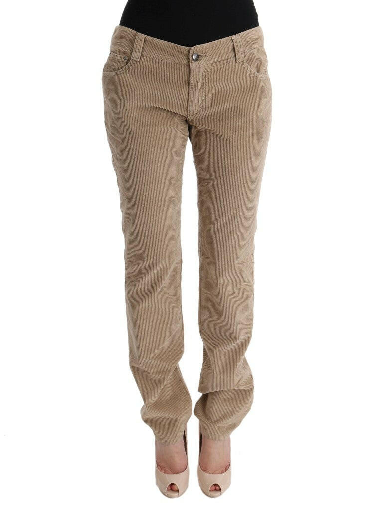 Ermanno Scervino Beige Cotton Velvet Regular Fit Pants - GENUINE AUTHENTIC BRAND LLC