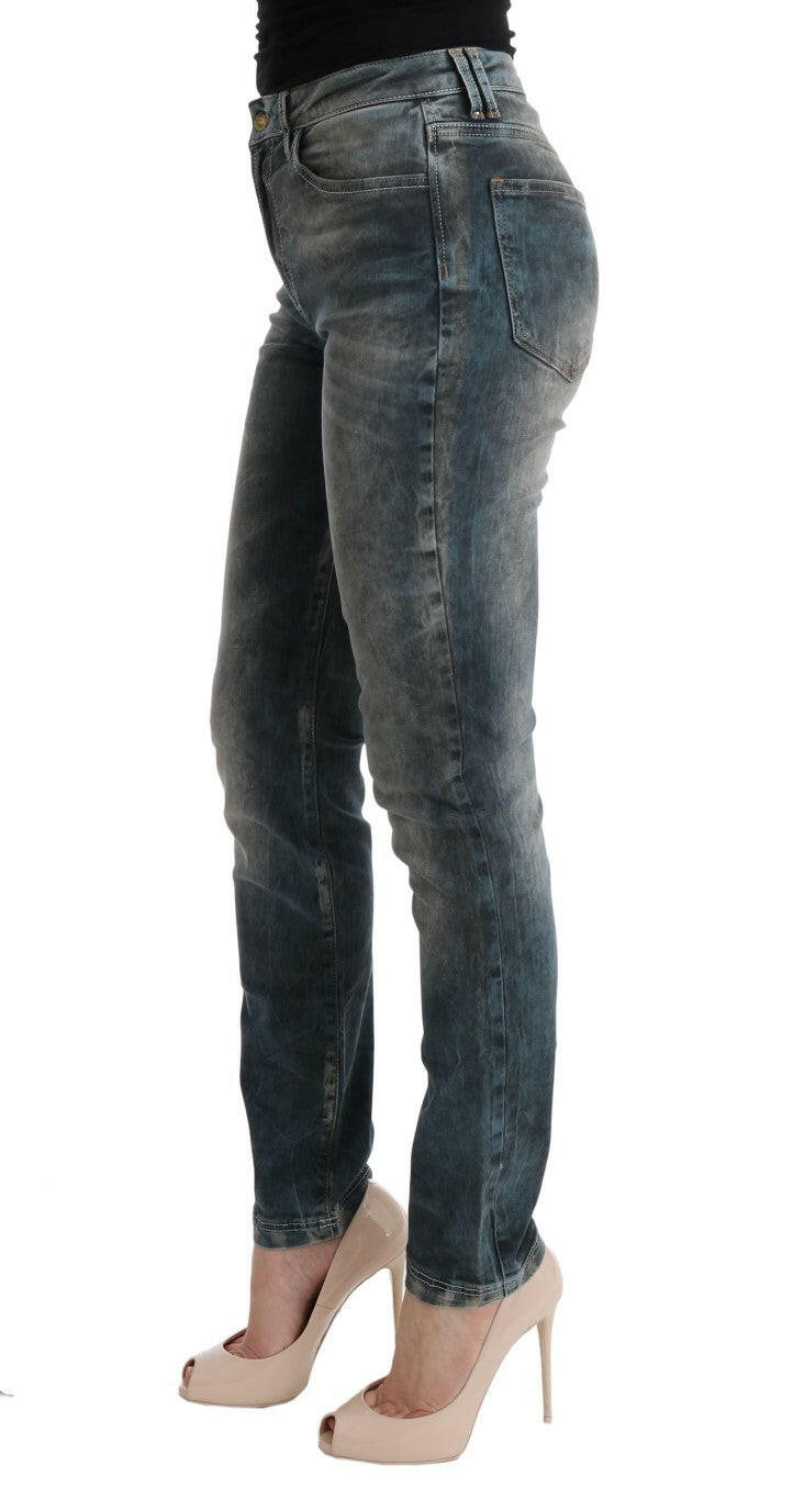 Cavalli Blue Wash Cotton Blend Slim Fit Jeans - GENUINE AUTHENTIC BRAND LLC  