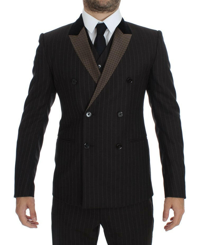 Dolce & Gabbana Brown Striped Wool Slim 3 Piece Suit Tuxedo - GENUINE AUTHENTIC BRAND LLC  