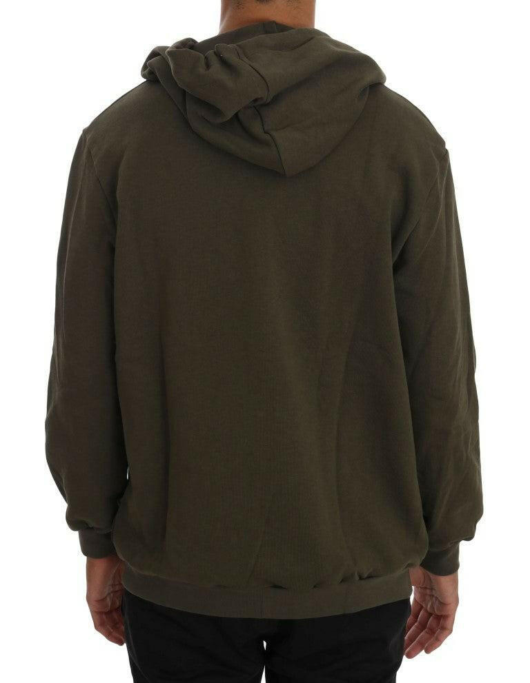 Daniele Alessandrini Green Full Zipper Hodded Cotton Sweater For Men - GENUINE AUTHENTIC BRAND LLC