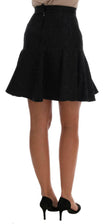 Dolce & Gabbana Elegant Black Floral Jacquard A-Line Skirt.