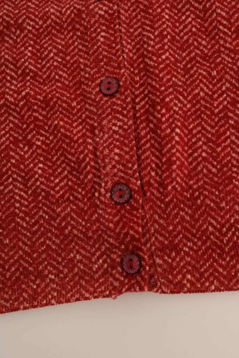 Dolce & Gabbana Red Wool Top Cardigan Sweater - GENUINE AUTHENTIC BRAND LLC