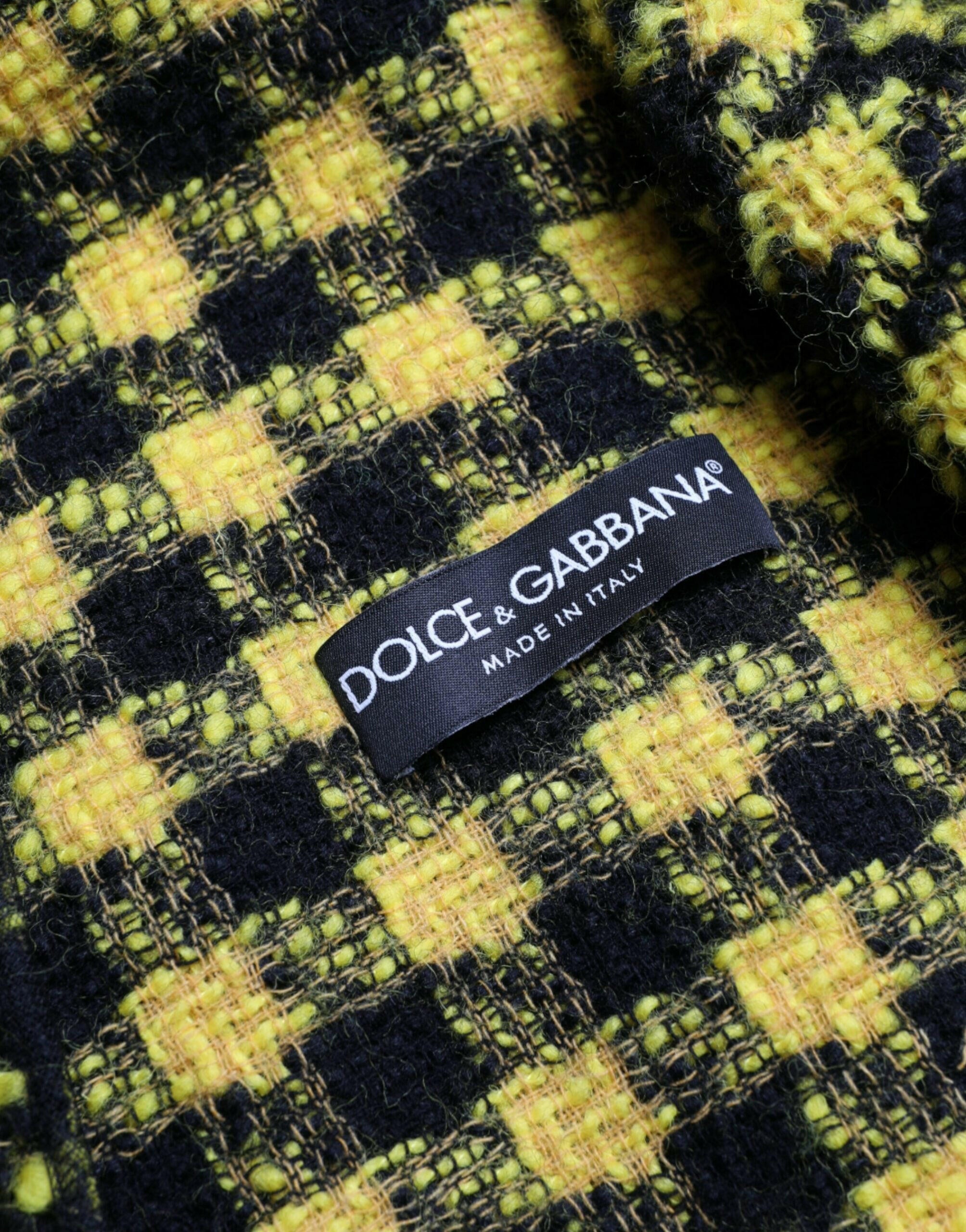 Dolce & Gabbana Chic Houndstooth Virgin Wool Long Coat.