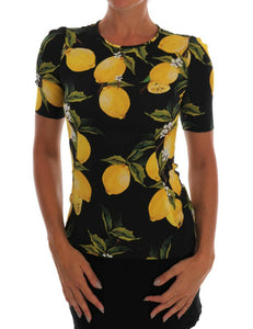 Dolce & Gabbana Multicolor Lemon Silk Stretch T-Shirt - GENUINE AUTHENTIC BRAND LLC