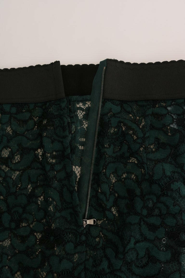 Dolce & Gabbana Green Floral Lace Leggings Pants - GENUINE AUTHENTIC BRAND LLC