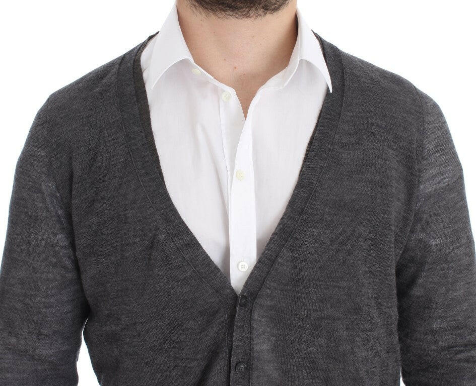 Costume National Gray Wool Button Cardigan Sweater - GENUINE AUTHENTIC BRAND LLC  