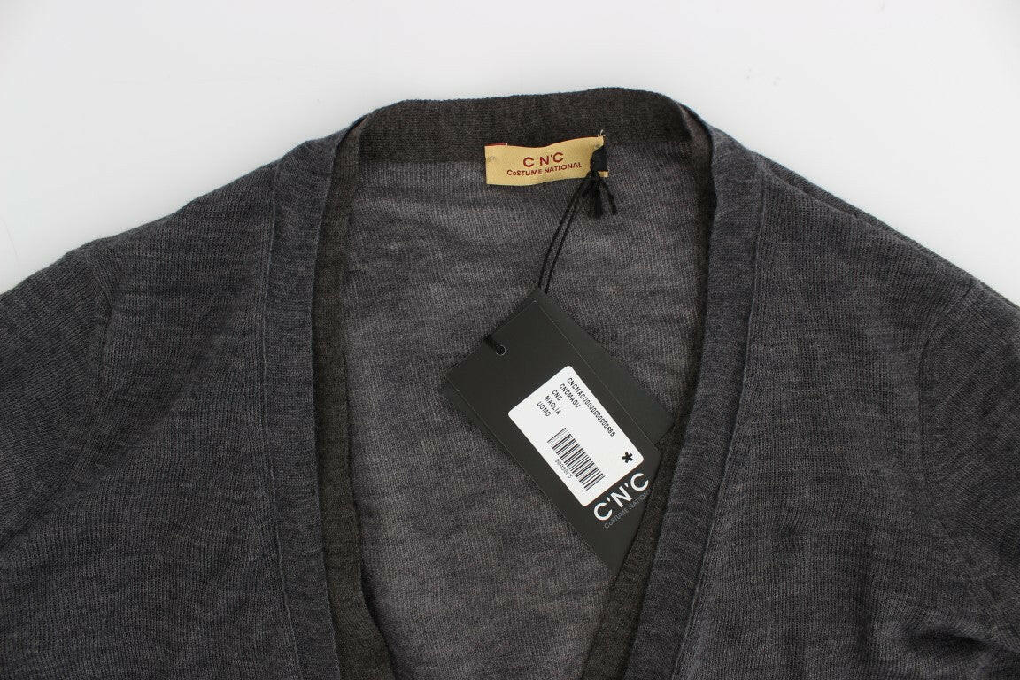 Costume National Gray Wool Button Cardigan Sweater - GENUINE AUTHENTIC BRAND LLC  