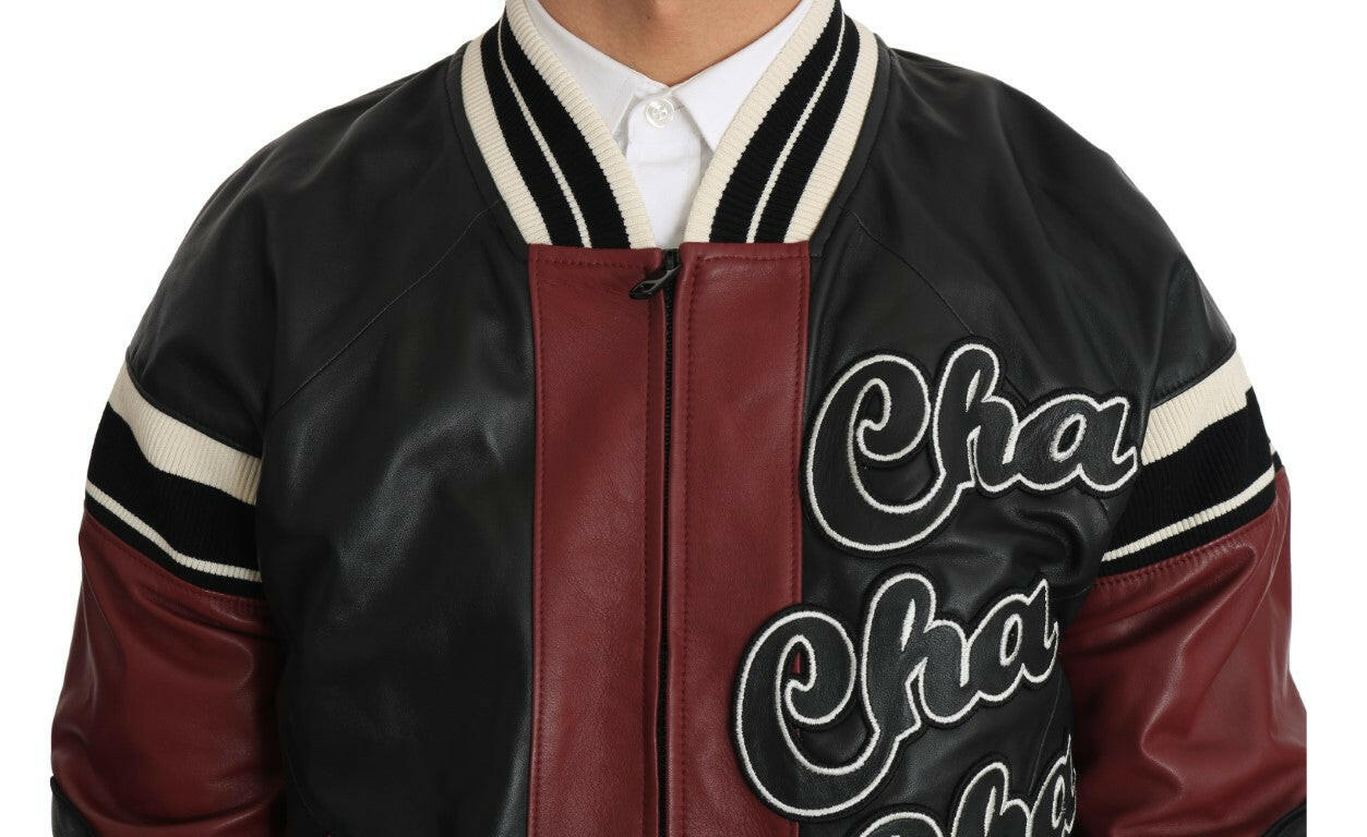 Dolce & Gabbana Exquisite Sheepskin Leather Bomber Jacket.