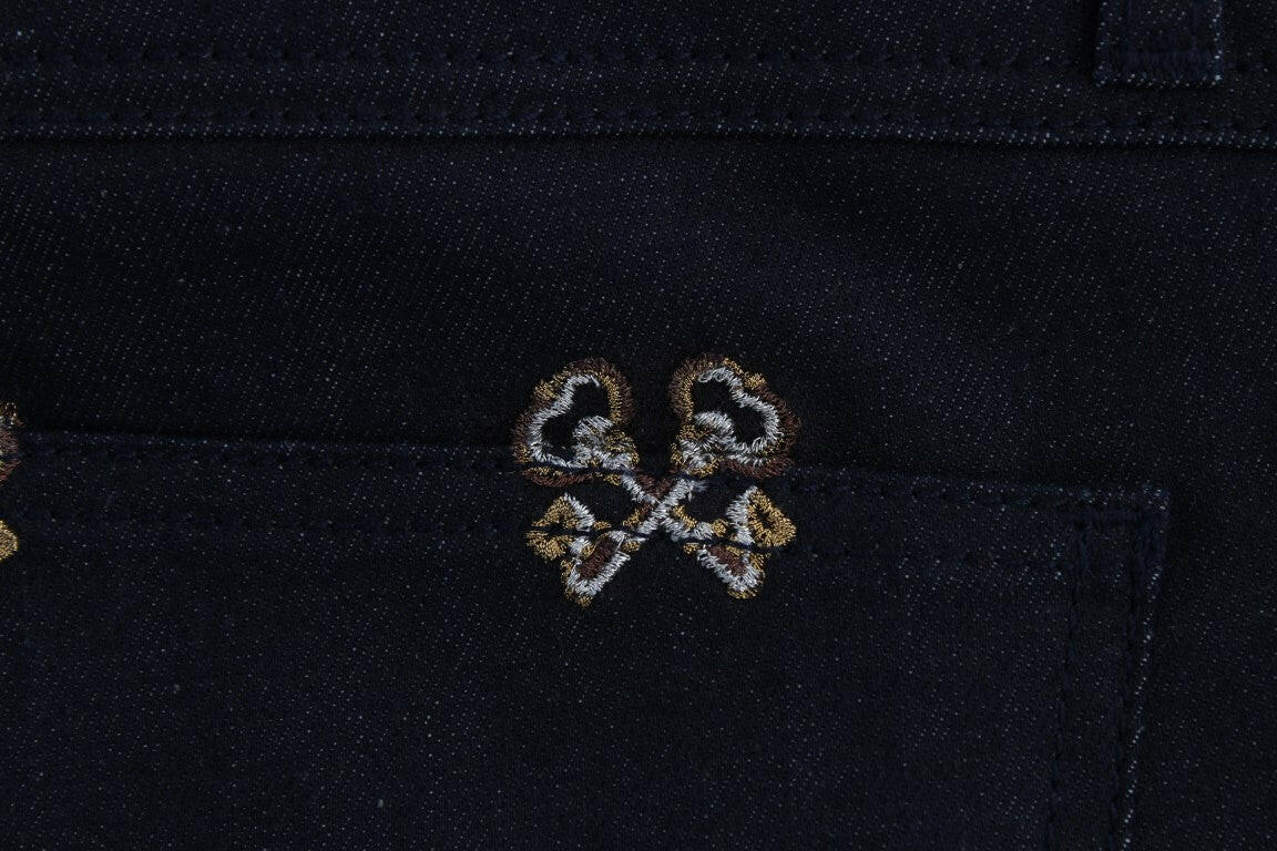 Dolce & Gabbana Blue Key Embroidered Slim Fit KATE Jeans - GENUINE AUTHENTIC BRAND LLC