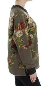 Dolce & Gabbana Green Key Floral Print Silk Sweater - GENUINE AUTHENTIC BRAND LLC