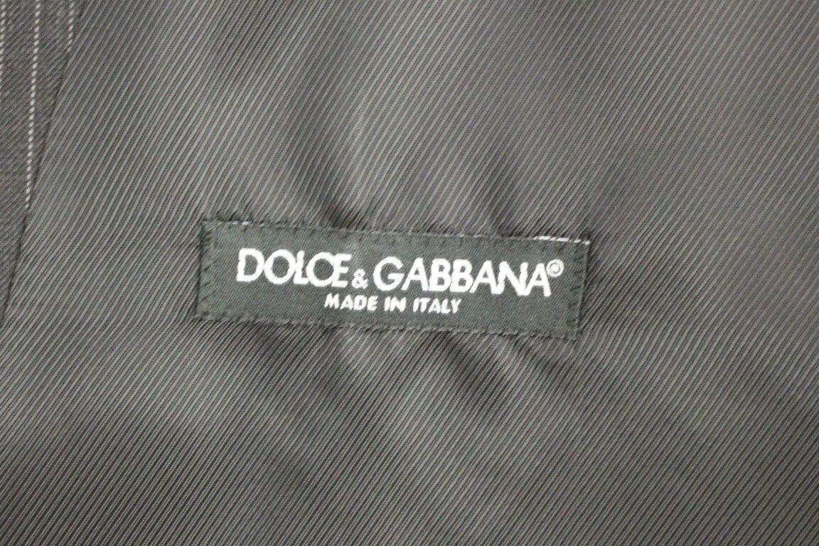 Dolce & Gabbana Gray Striped Wool Single Breasted Vest - GENUINE AUTHENTIC BRAND LLC  