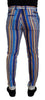 Dolce & Gabbana Blue Striped Silk Cotton Slim Trousers Pants - GENUINE AUTHENTIC BRAND LLC  