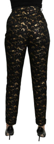 Dolce & Gabbana Black Gold Brocade High Waist Pants - GENUINE AUTHENTIC BRAND LLC  