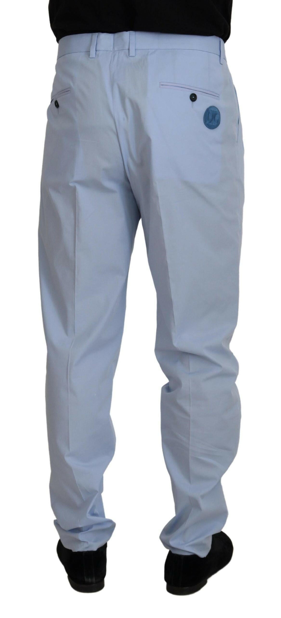 Dolce & Gabbana Blue Cotton Stretch Trousers Chinos Pants - GENUINE AUTHENTIC BRAND LLC  