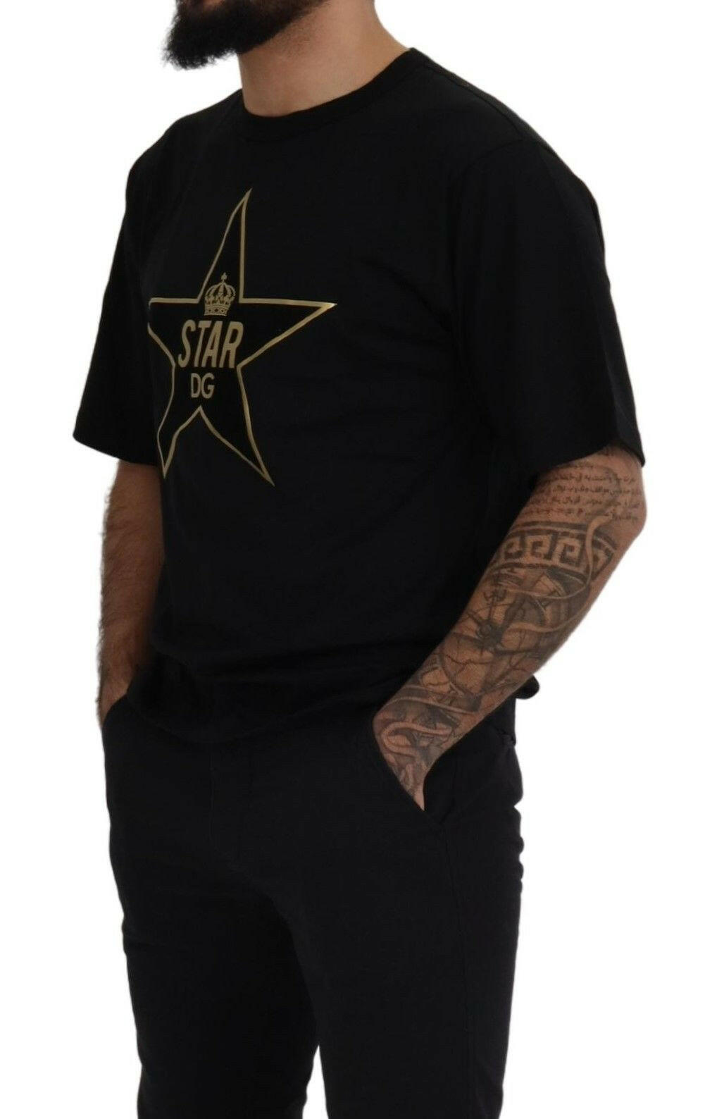 Dolce & Gabbana Black Gold STAR Crown DG Cotton Crewneck T-shirt - GENUINE AUTHENTIC BRAND LLC  
