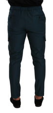 Dolce & Gabbana Blue Green Wool Cargo Skinny Men Trouser Pants - GENUINE AUTHENTIC BRAND LLC  