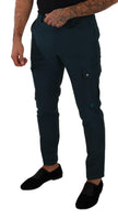 Dolce & Gabbana Blue Green Wool Cargo Skinny Men Trouser Pants - GENUINE AUTHENTIC BRAND LLC  