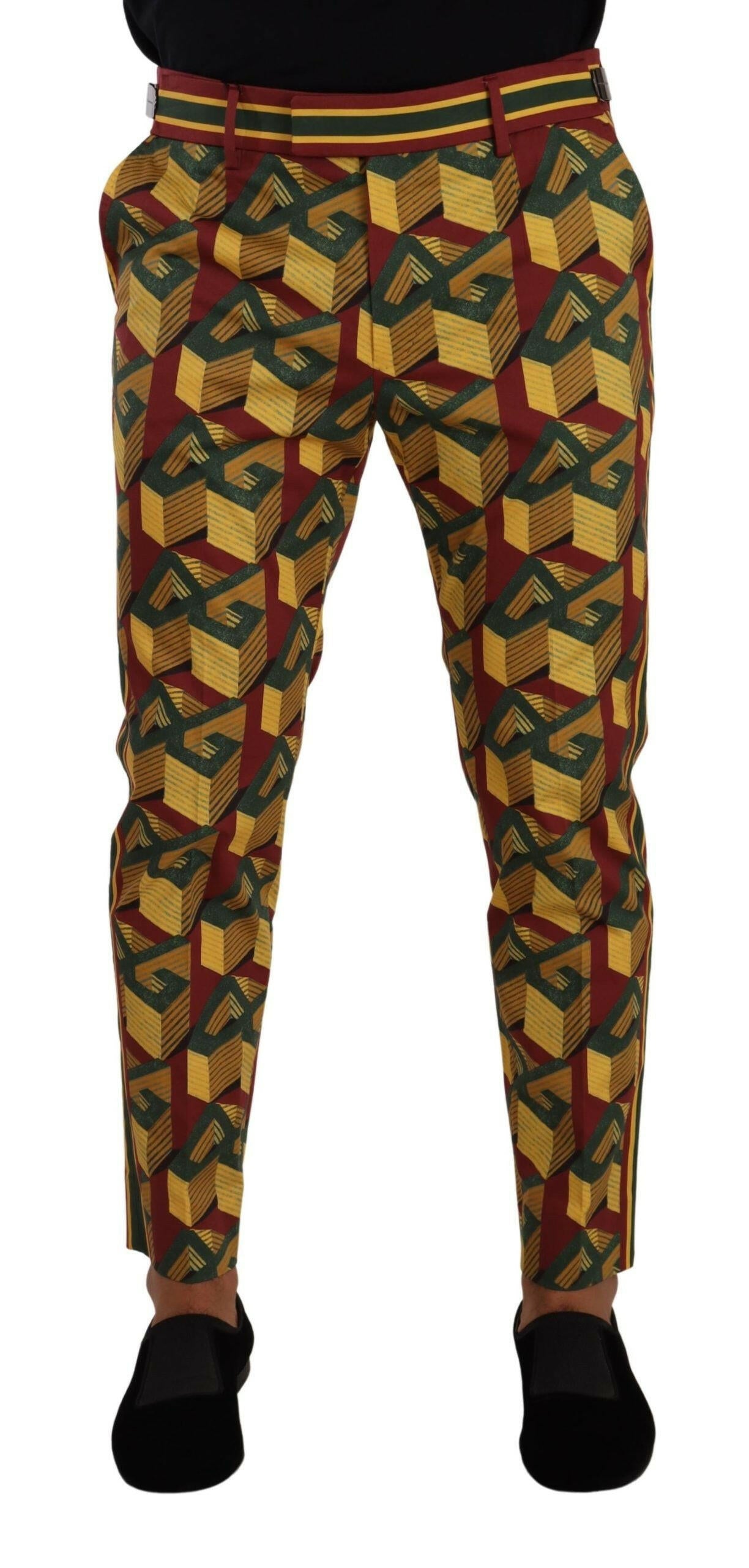 Dolce & Gabbana Multicolor Logo Mania Cotton Tapered Trouser Pants - GENUINE AUTHENTIC BRAND LLC  
