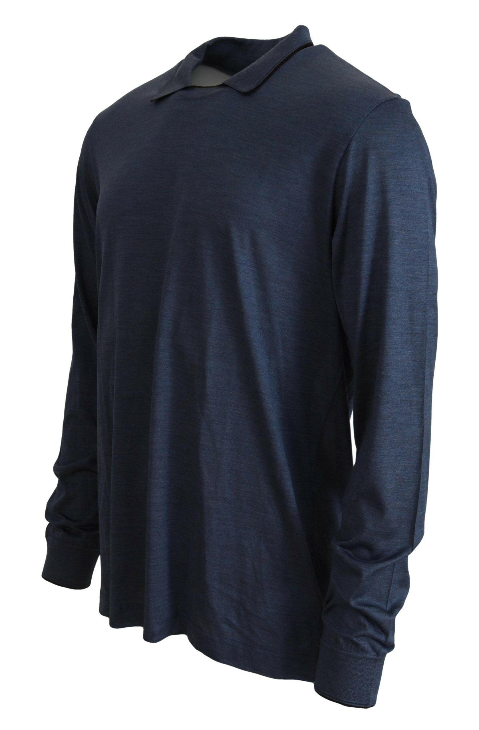 Dolce & Gabbana BLue Silk Polo Long Sleeve Pullover Sweater - GENUINE AUTHENTIC BRAND LLC  