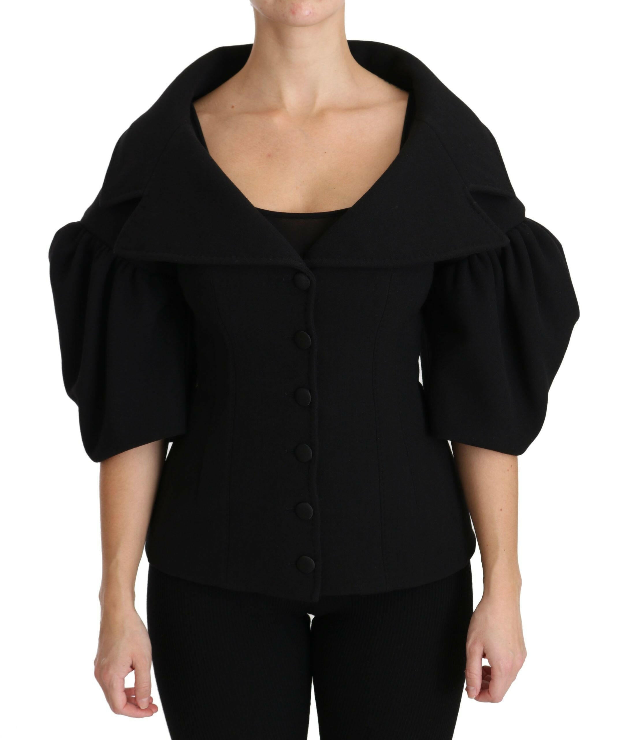 Dolce & Gabbana Black Formal Coat Virgin Wool Jacket - GENUINE AUTHENTIC BRAND LLC  