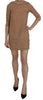 PINK MEMORIES Brown 3/4 Sleeve Crewneck Shift Mini Dress - GENUINE AUTHENTIC BRAND LLC  