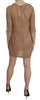 PINK MEMORIES Brown 3/4 Sleeve Crewneck Shift Mini Dress - GENUINE AUTHENTIC BRAND LLC  