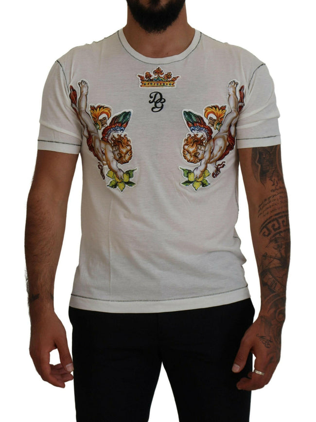 Dolce & Gabbana White Printed Short Sleeves Men T-shirt - GENUINE AUTHENTIC BRAND LLC  