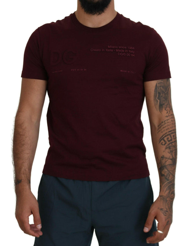 Dolce & Gabbana Maroon Printed Short Sleeves Men T-shirt - GENUINE AUTHENTIC BRAND LLC  