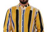 Dolce & Gabbana Elegant Yellow Striped Henley Shirt.