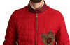 Dolce & Gabbana Red Brocade Bomber Gold Crown Logo Coat Jacket - GENUINE AUTHENTIC BRAND LLC  