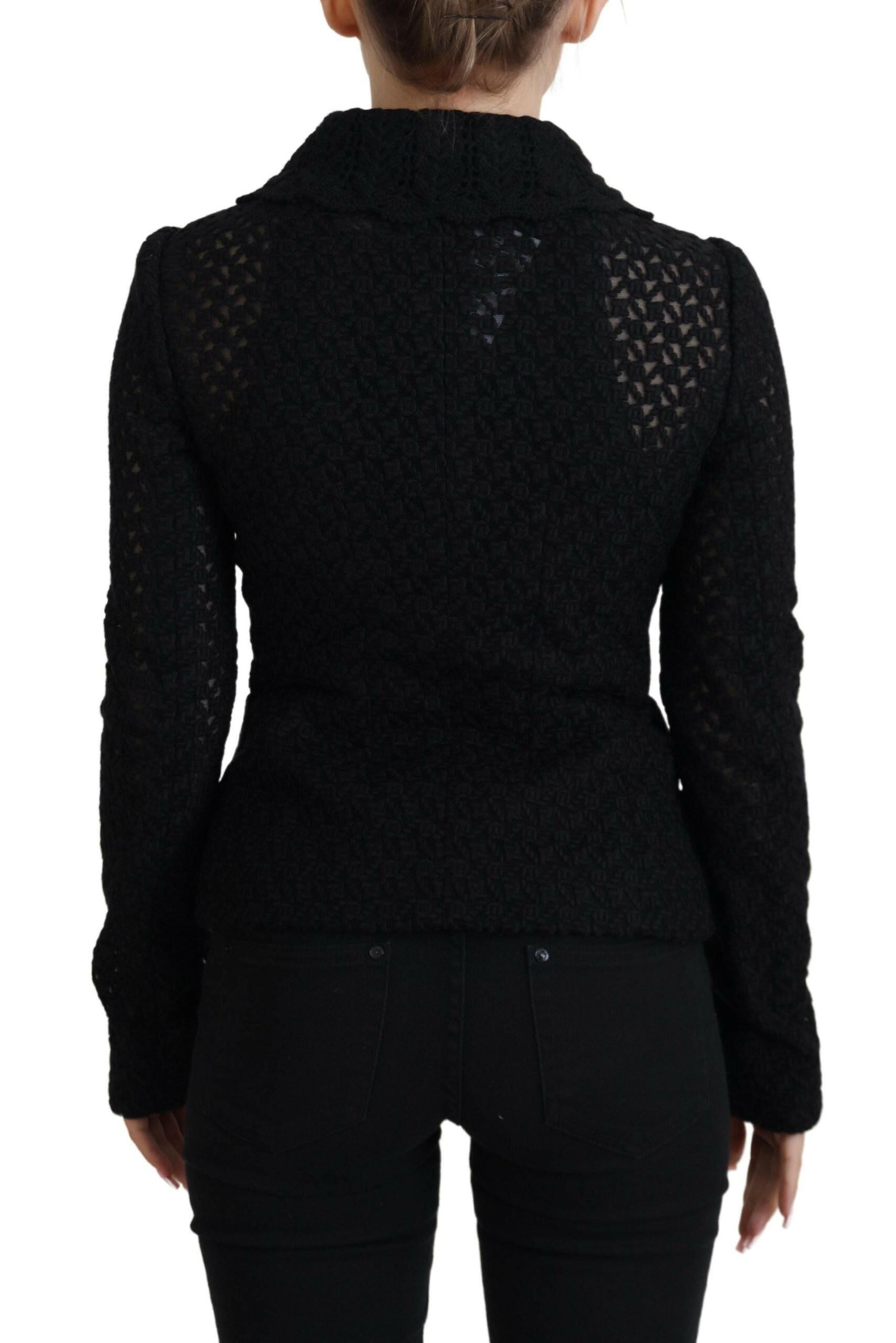 Dolce & Gabbana Black Wool Knitted Button Down Collar Jacket - GENUINE AUTHENTIC BRAND LLC  