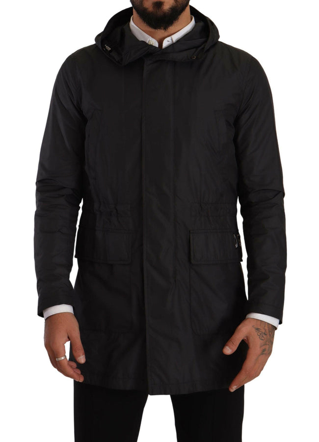 Dolce & Gabbana Black Polyester Hooded Parka Coat Jacket - GENUINE AUTHENTIC BRAND LLC  