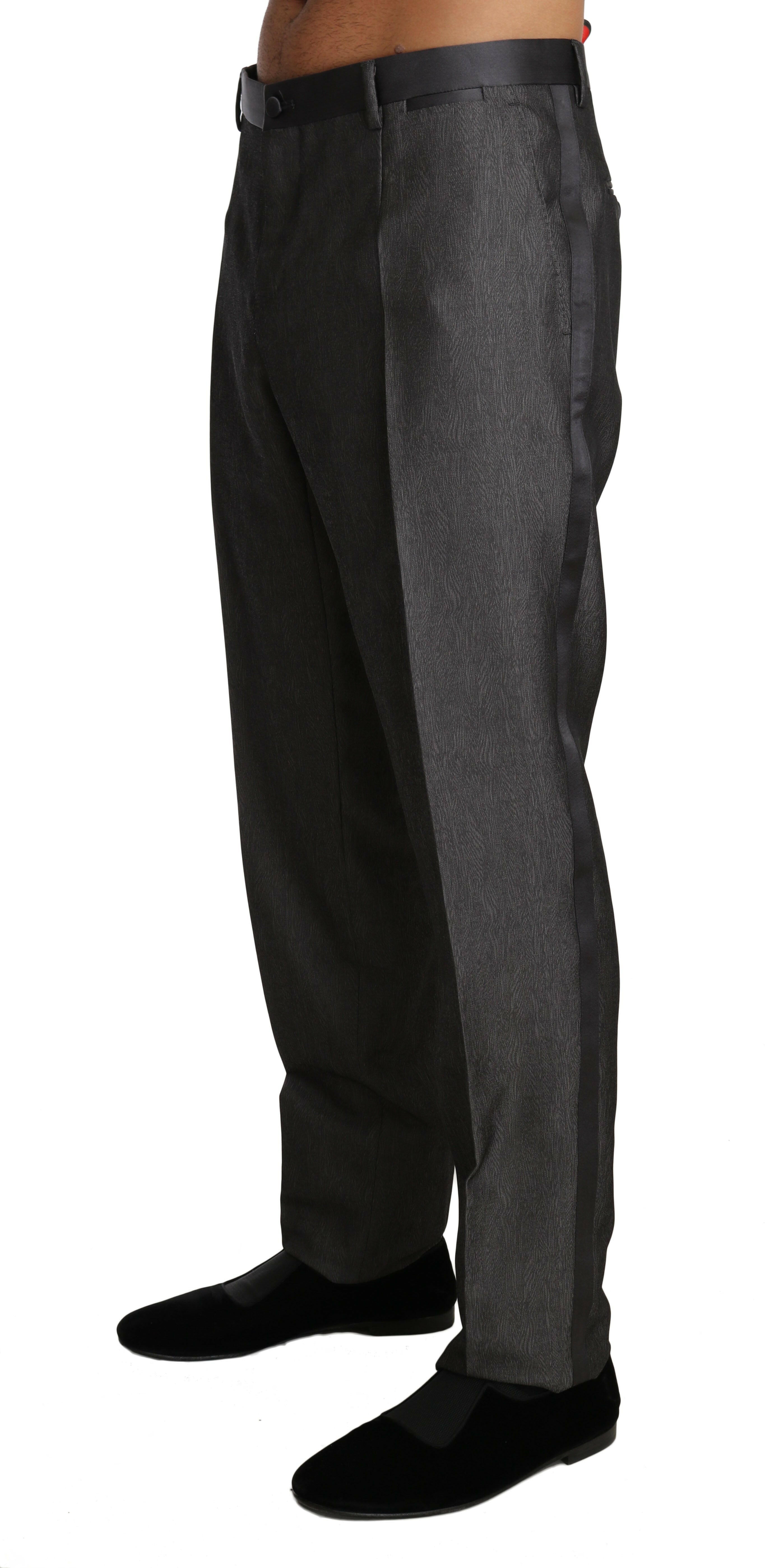 Dolce & Gabbana Gray Wool Silk Patterned Formal Trousers - GENUINE AUTHENTIC BRAND LLC