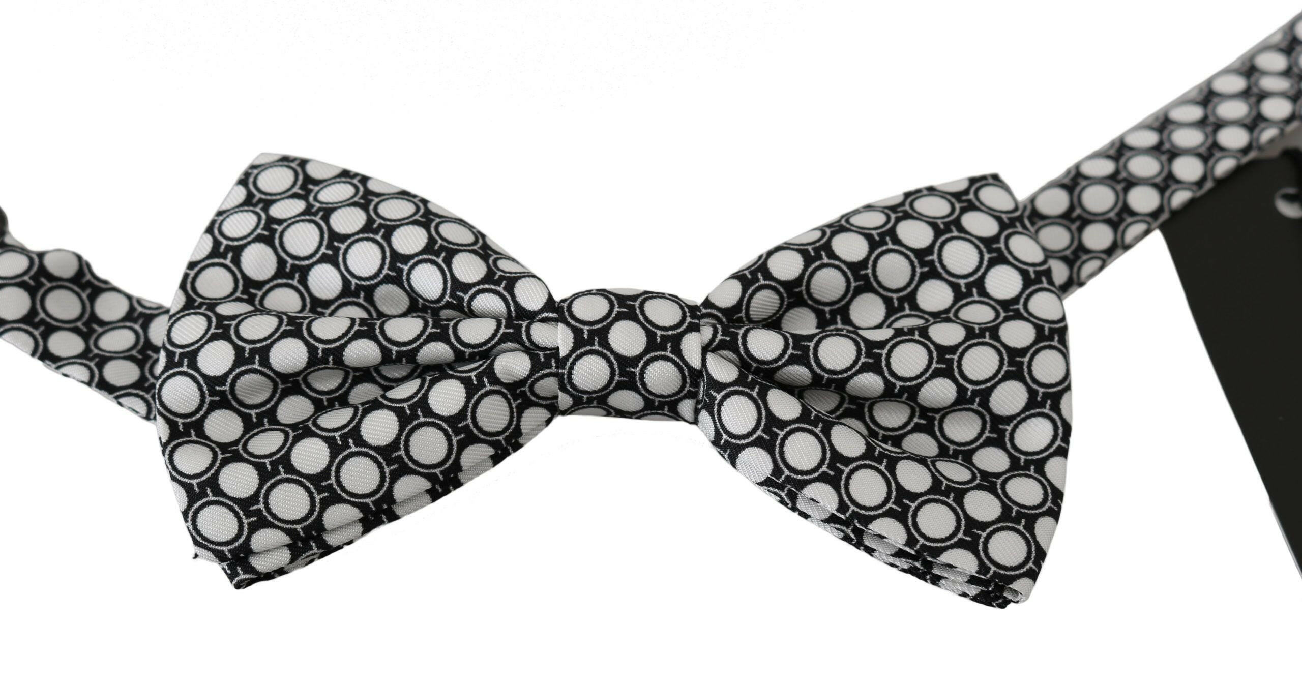 Dolce & Gabbana Men Black White Circles Adjustable Neck Papillon Bow Tie - GENUINE AUTHENTIC BRAND LLC  