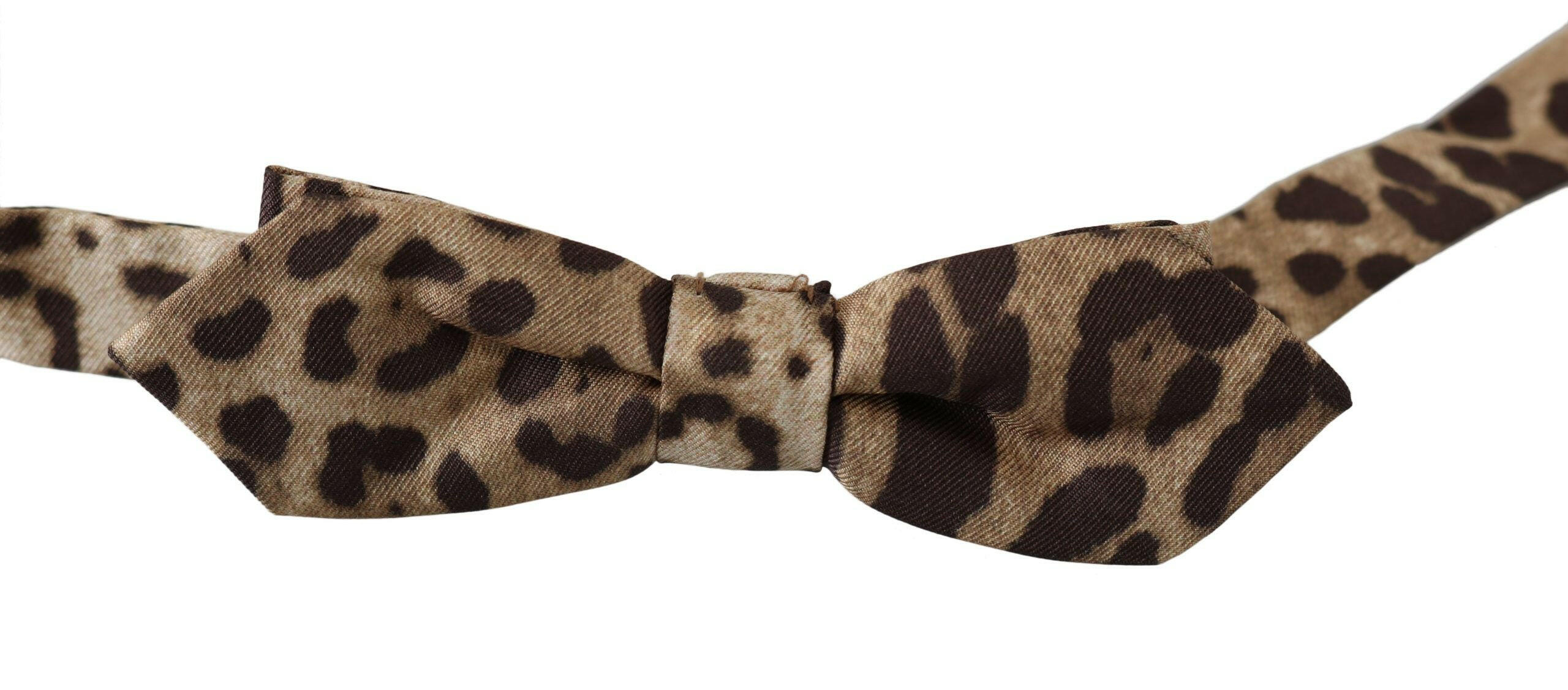 Dolce & Gabbana Brown Leopard Silk Adjustable Neck Papillon Men Bow Tie - GENUINE AUTHENTIC BRAND LLC  