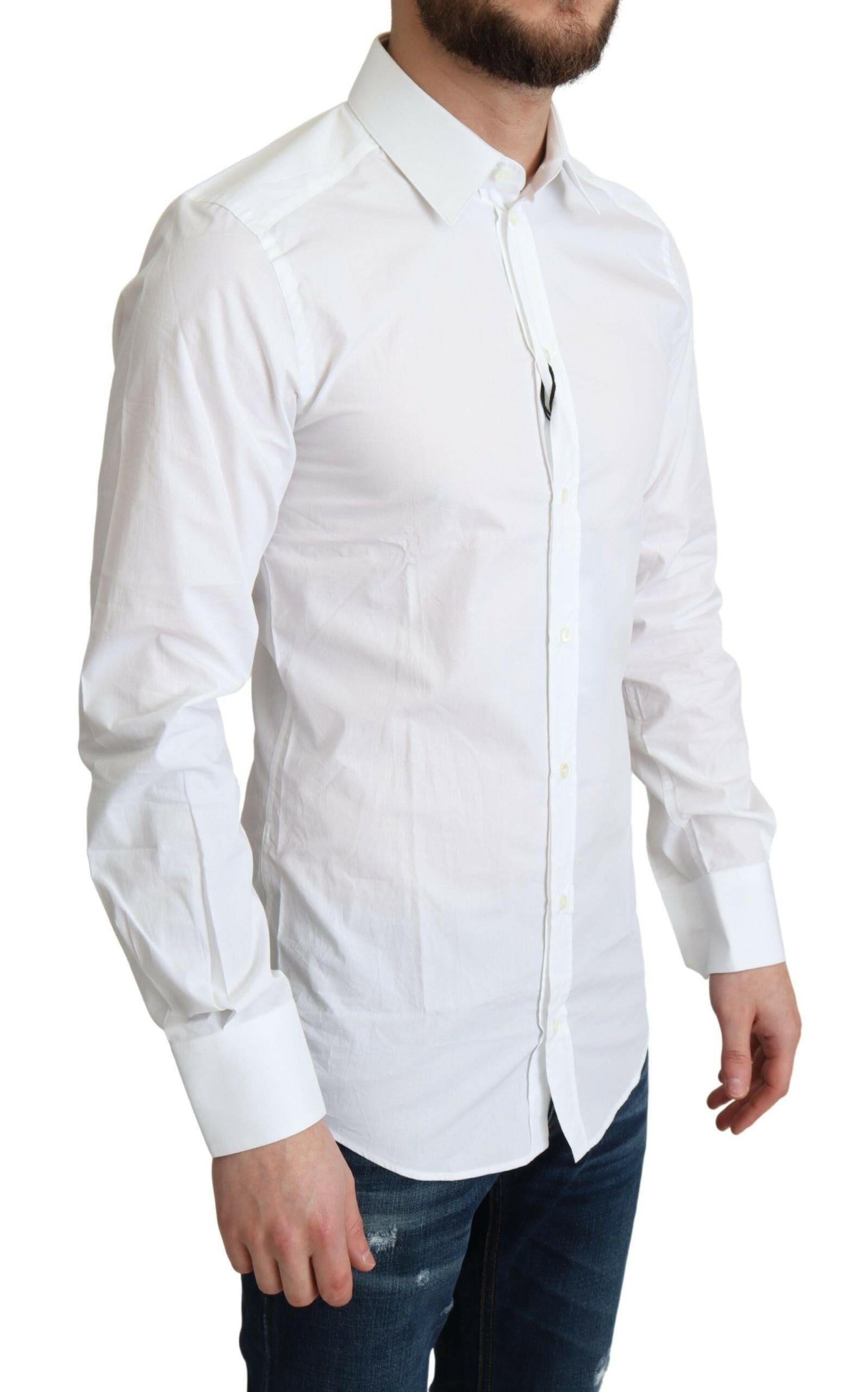 Dolce & Gabbana White Pure Cotton Men Dress Formal Shirt - GENUINE AUTHENTIC BRAND LLC  