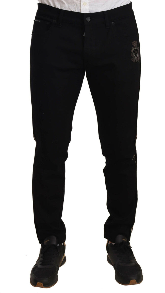 Dolce & Gabbana Black Skinny Fit Denim Side Band Jeans Pant - GENUINE AUTHENTIC BRAND LLC  