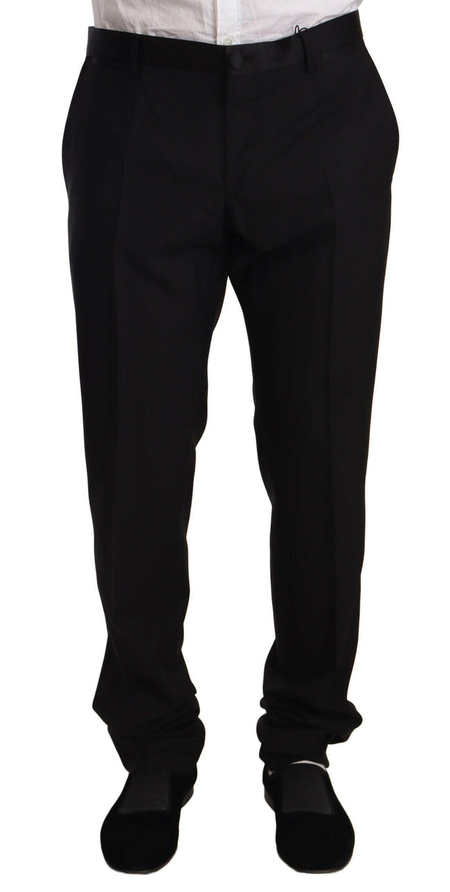 Dolce & Gabbana Black Wool Formal Tuxedo Trouser Pants - GENUINE AUTHENTIC BRAND LLC  