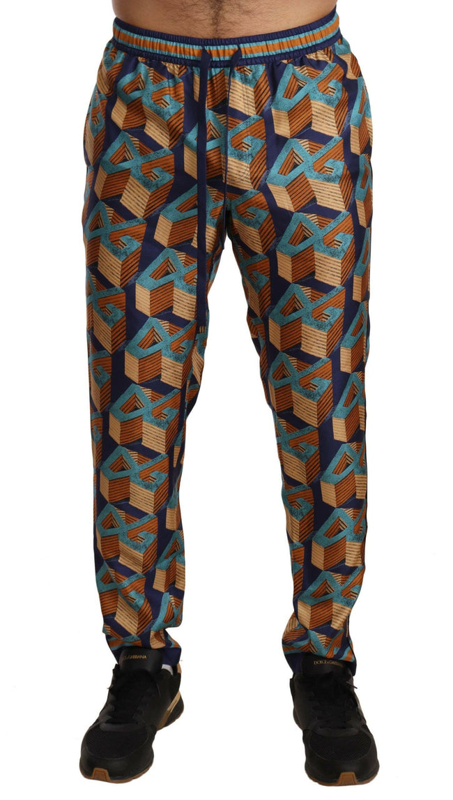 Dolce & Gabbana Multicolor Patterned Joggers Silk Pants - GENUINE AUTHENTIC BRAND LLC  