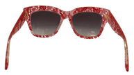 Dolce & Gabbana Red Lace Acetate Rectangle Shades Sunglasses - GENUINE AUTHENTIC BRAND LLC  