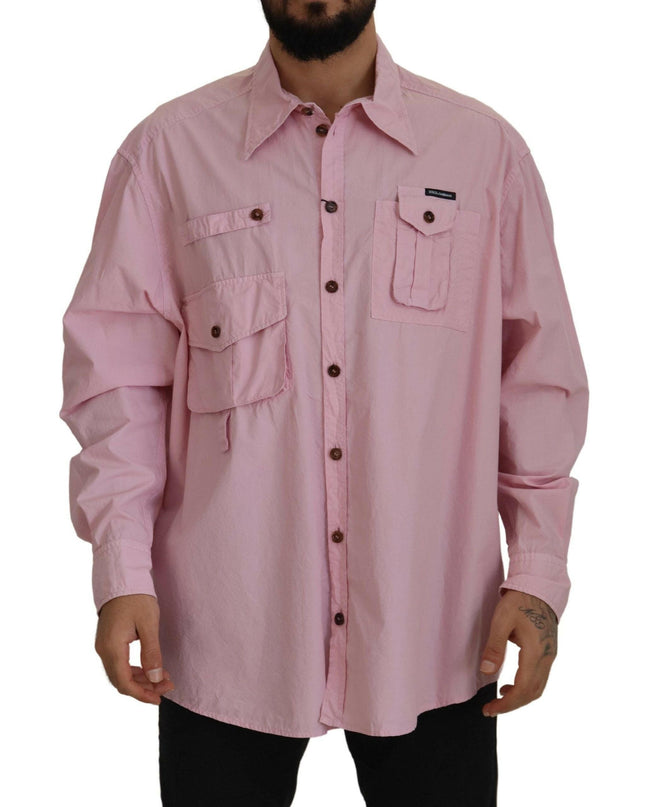 Dolce & Gabbana Pink Casual Button Down Long Sleeves Shirt - GENUINE AUTHENTIC BRAND LLC  